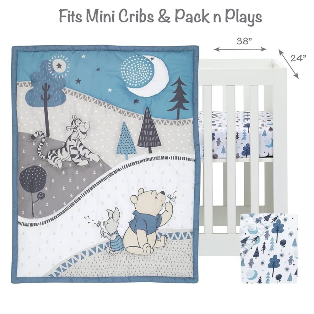 LAMBS & IVY Winnie The Pooh 3 Piece Baby Crib Bedding Set